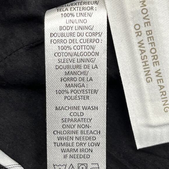 Ann Taylor Loft Linen Blazer Size XL Open Front Black Lined Office Career - Picture 4 of 12